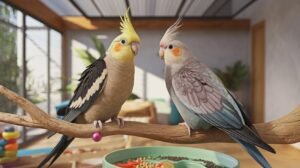 Female and male cockatiel
